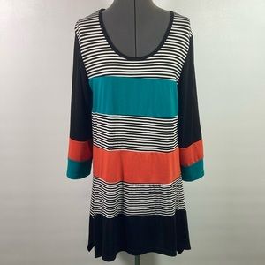 Aztec by Firmiana Tunic Women Size M Multi Color Stripes Comfort Loose Fit